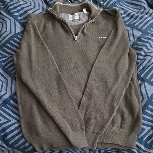 GANT Men's Khaki Zip-Up Sweater